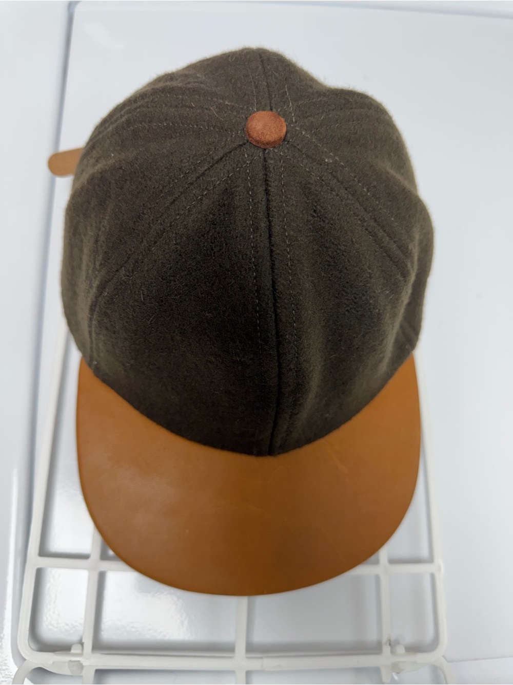 Vintage Coach Brown Wool Cap with Tan Leather Visor